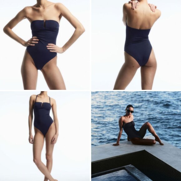 COS Halterneck Bandeau Swimsuit Size 4 + Removable Straps MSRP $79 New With Tags - Picture 3 of 15